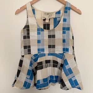 Ace & Jig Villa Peplum tank blue & white XS